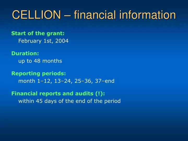 cellion financial information