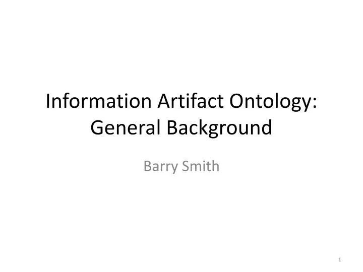 information artifact ontology general background
