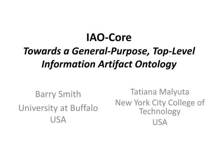 iao core towards a general purpose top level information artifact ontology