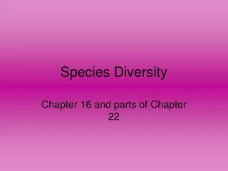 Species Diversity