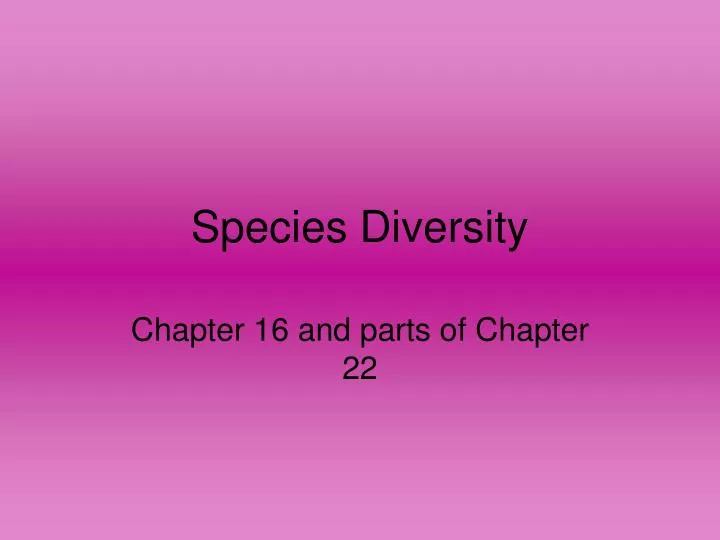 species diversity