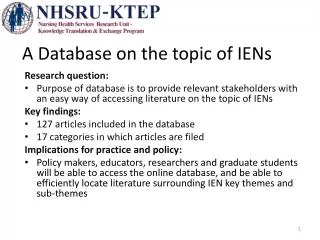 A Database on the topic of IENs
