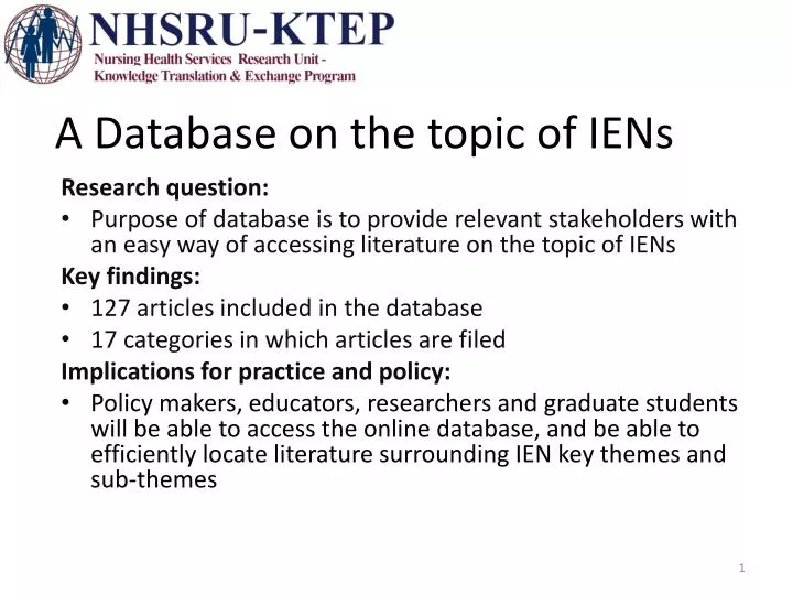 a database on the topic of iens