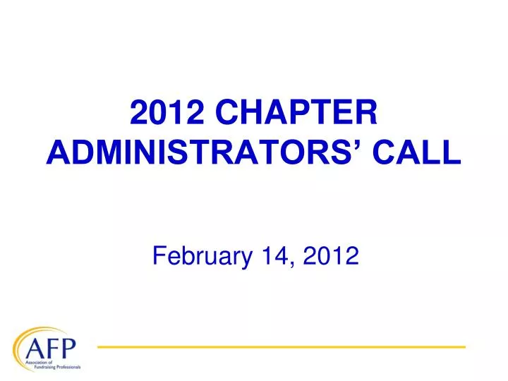 2012 chapter administrators call