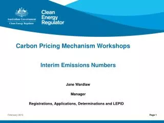Carbon Pricing Mechanism Workshops