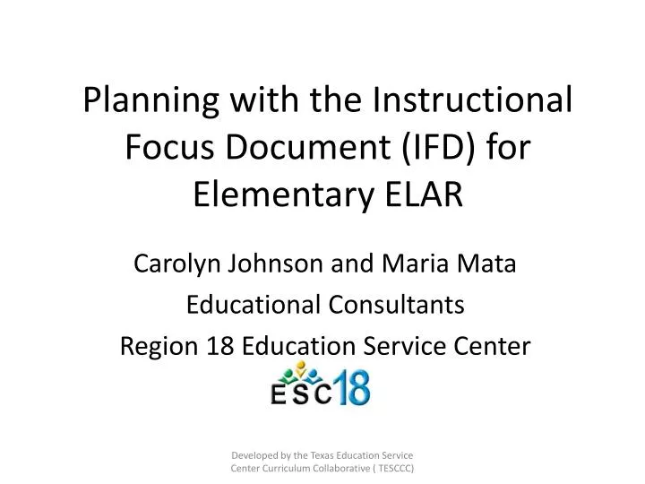 planning with the instructional focus document ifd for elementary elar