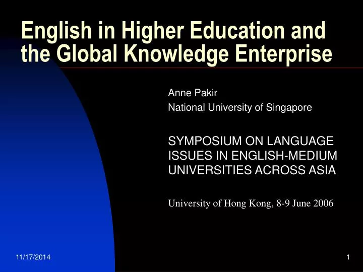 english in higher education and the global knowledge enterprise
