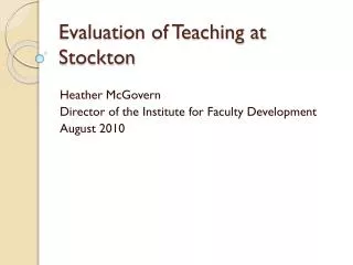 Evaluation of Teaching at Stockton