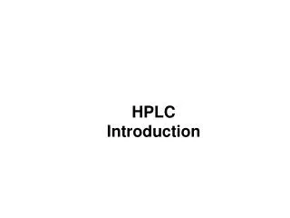 HPLC Introduction