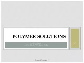 Polymer Solutions