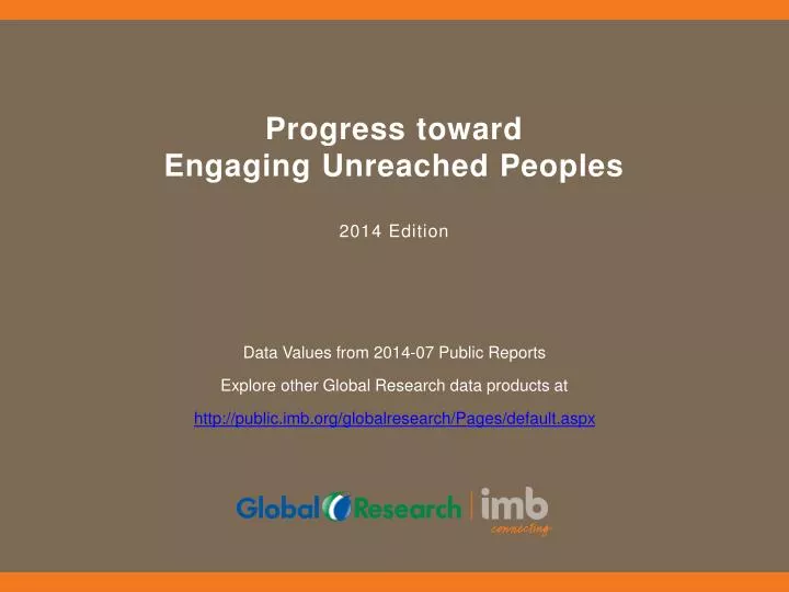 progress toward engaging unreached peoples 2014 edition