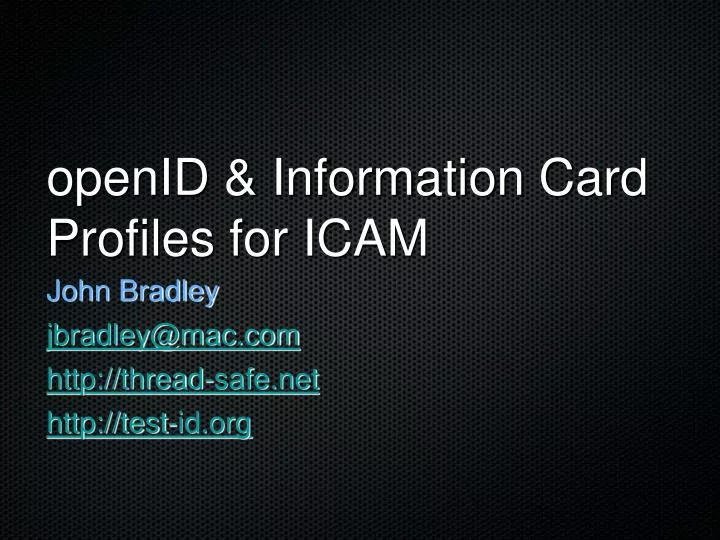 openid information card profiles for icam