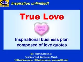 True Love Inspirational business plan composed of love quotes