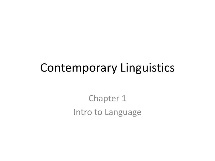 contemporary linguistics