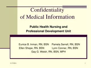 Confidentiality of Medical Information