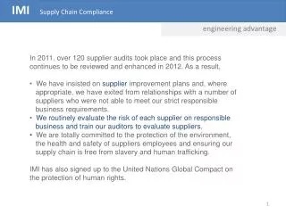 IMI Supply Chain Compliance