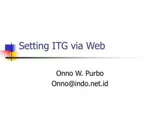 Setting ITG via Web
