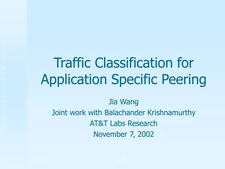 traffic classification for application specific peering