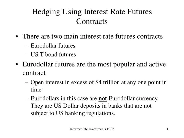 hedging using interest rate futures contracts