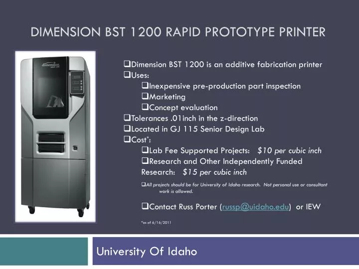 dimension bst 1200 rapid prototype printer