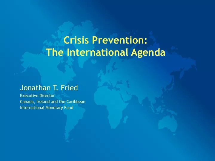 crisis prevention the international agenda