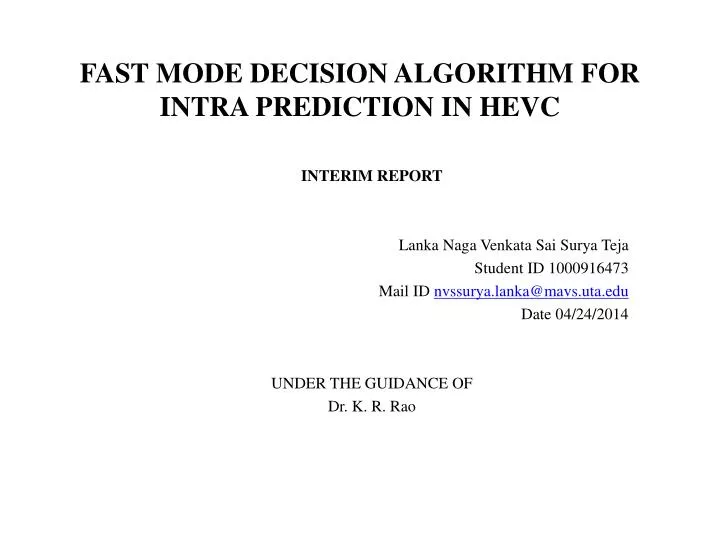 fast mode decision algorithm for intra prediction in hevc
