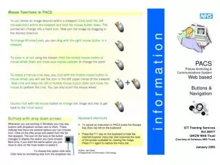 ICT Training Services Ext 28917 UHCW NHS Trust (Courtesy of Salisbury NHS Trust) January 2006