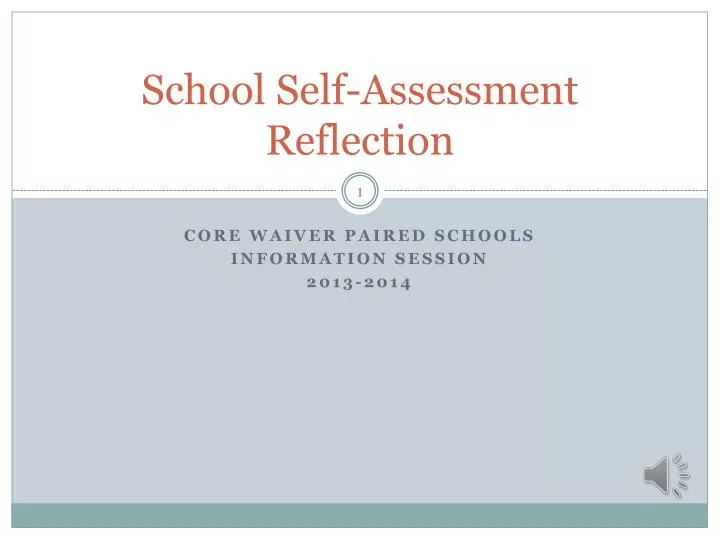 school self assessment reflection