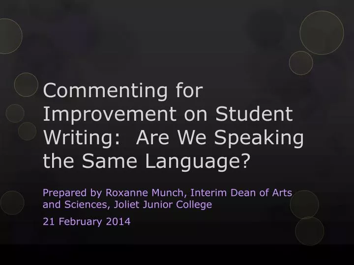 commenting for improvement on student writing are we speaking the same language