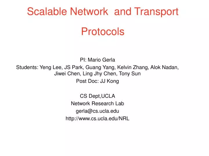 scalable network and transport protocols ains project review aug 4 2004