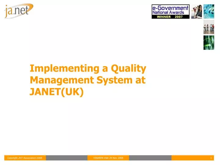 implementing a quality management system at janet uk