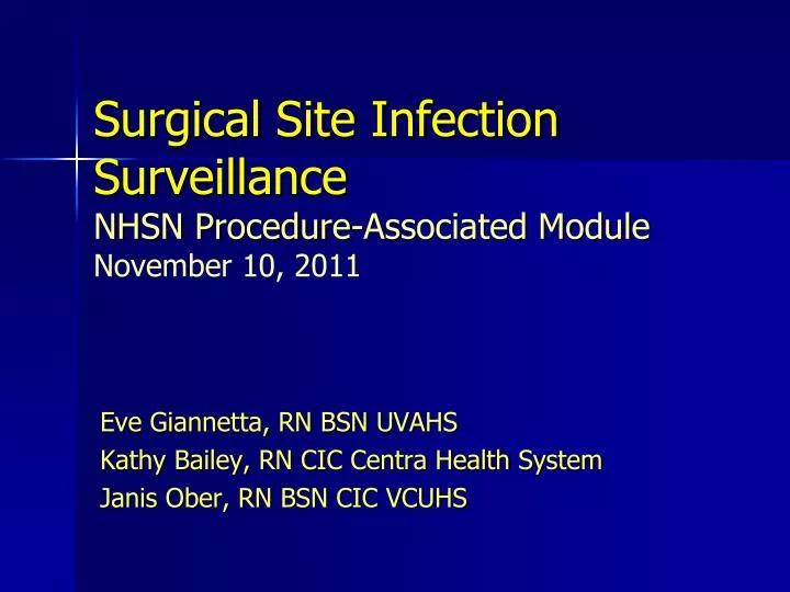 surgical site infection surveillance nhsn procedure associated module november 10 2011