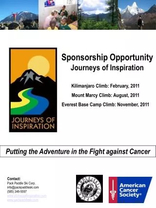 Sponsorship Opportunity Journeys of Inspiration