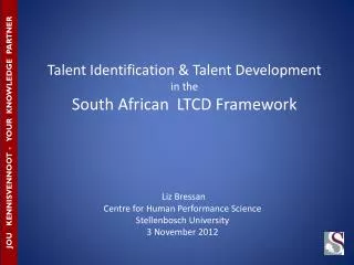 Talent Identification &amp; Talent Development in the South African LTCD Framework