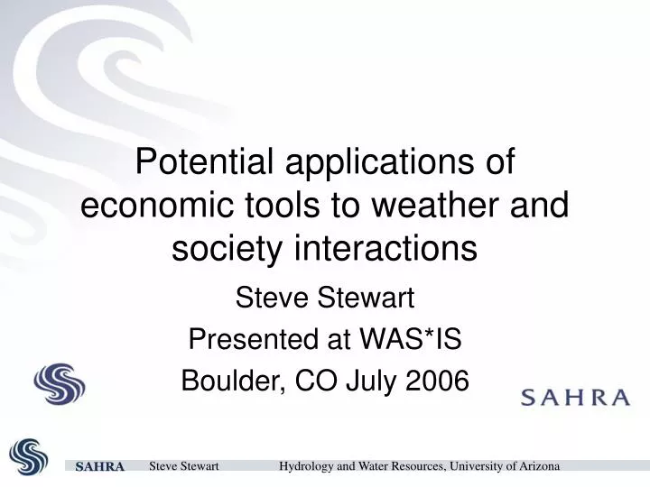 potential applications of economic tools to weather and society interactions