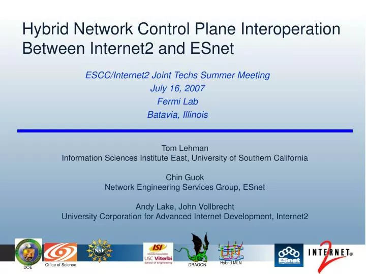 hybrid network control plane interoperation between internet2 and esnet