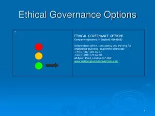Ethical Governance Options