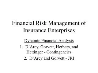 Financial Risk Management of Insurance Enterprises