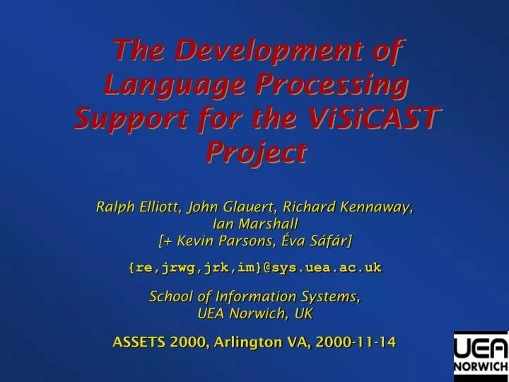 the development of language processing support for the visicast project
