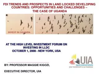 AT THE HIGH LEVEL INVESTMENT FORUM ON INVESTING IN LLDC OCTOBER 1, 2008 - NEW YORK, USA