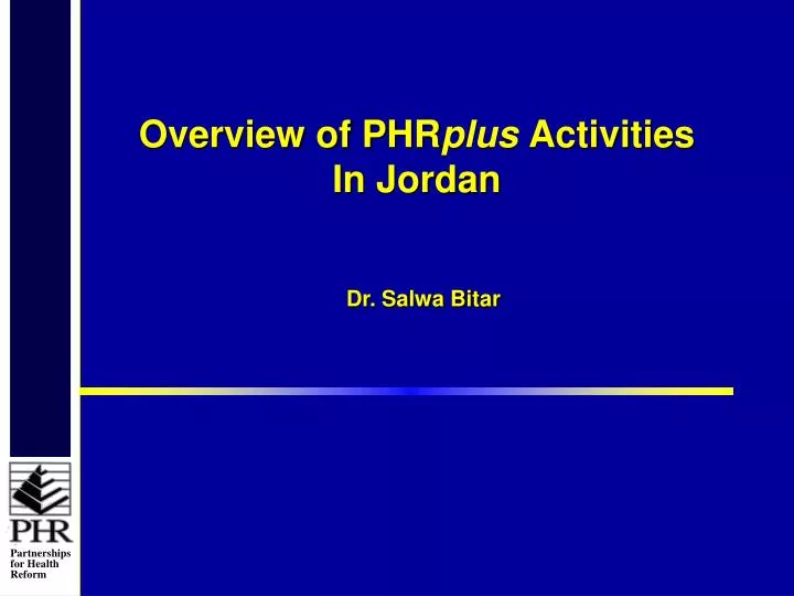 overview of phr plus activities in jordan