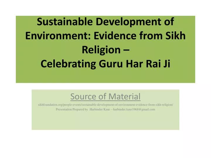 sustainable development of environment evidence from sikh religion celebrating guru har rai ji