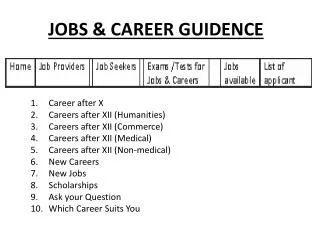 JOBS &amp; CAREER GUIDENCE