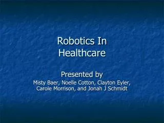 Robotics In Healthcare