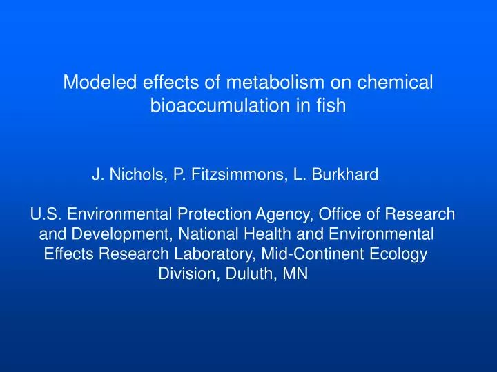 modeled effects of metabolism on chemical bioaccumulation in fish