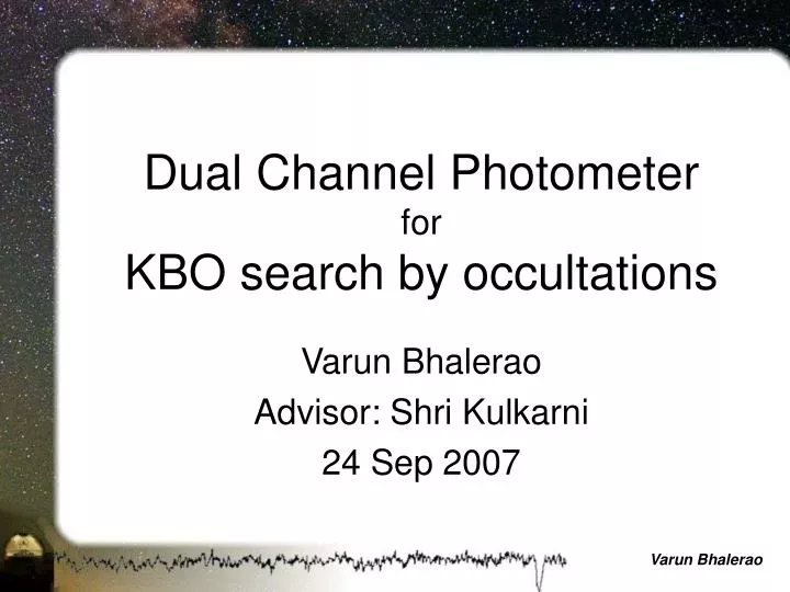 dual channel photometer for kbo search by occultations