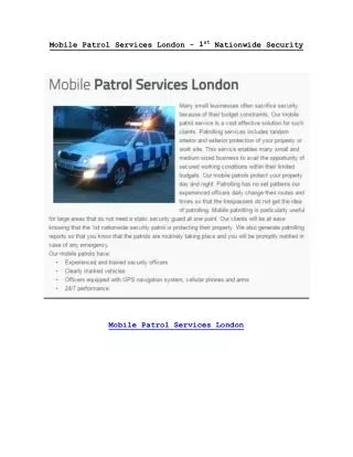 Mobile Patrol Services London - 1stnationwidesecurity.co.uk