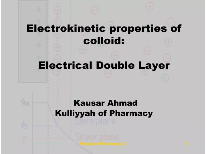 electrokinetic properties of colloid electrical double layer kausar ahmad kulliyyah of pharmacy