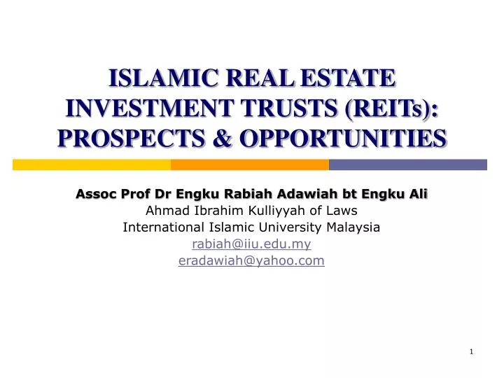 islamic real estate investment trusts reits prospects opportunities