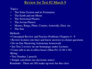 Review for Test #2 March 9